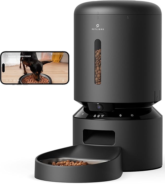 PETLIBRO Automatic Cat Feeder with Camera, 1080P HD Video with Night Vision, 5G WiFi Pet Feeder with 2-Way Audio, Low Food & Blockage Sensor, Motion & Sound Alerts for Cat & Dog Single Tray